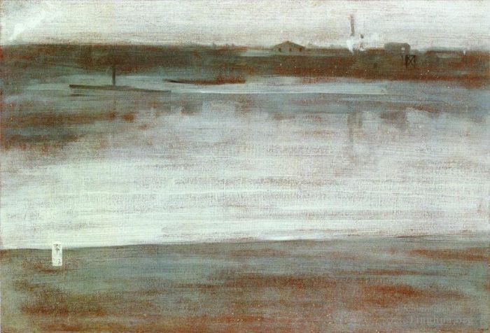 James Abbott McNeill Whistler Oil Painting - Symphony in Grey Early Morning Thames