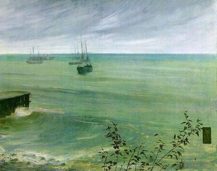 James Abbott McNeill Whistler Oil Painting - Symphony in Grey and Green The Ocean