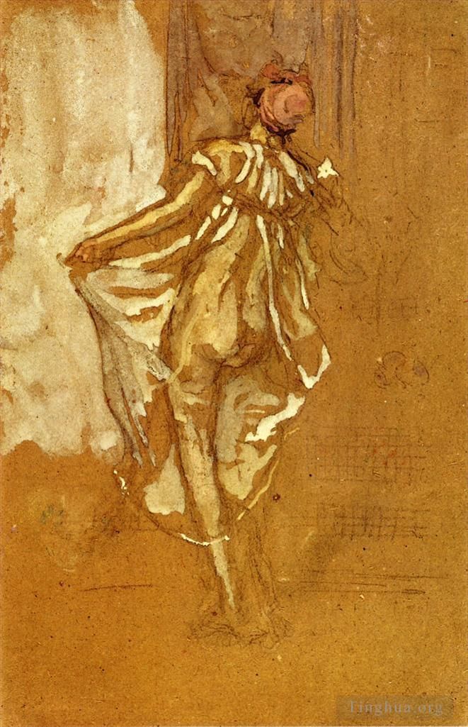 James Abbott McNeill Whistler Various Paintings - A Dancing Woman in a Pink Robe Seen from the Back