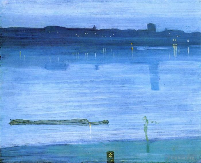 James Abbott McNeill Whistler Various Paintings - Nocturne Blue and Silver Chelsea