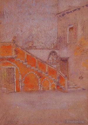 Artist James Abbott McNeill Whistler's Work - The Staircase Note in Red