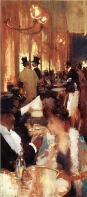 Willard Leroy Metcalf Oil Painting - Au Cafe