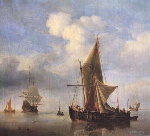 Artist Willem van de Velde the Younger's Work - Calm Sea