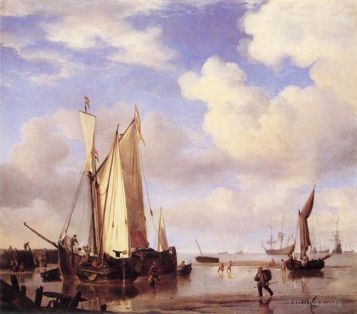 Willem van de Velde the Younger Oil Painting - Low Tide