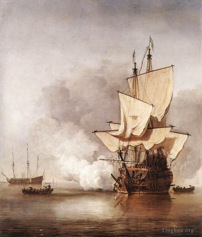 Willem van de Velde the Younger Oil Painting - The cannon Shot