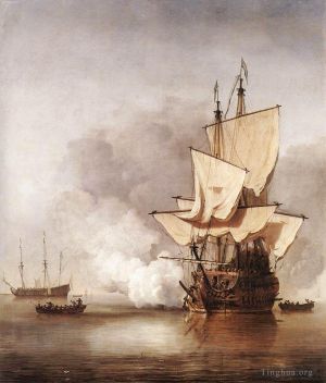 Artist Willem van de Velde the Younger's Work - The cannon Shot