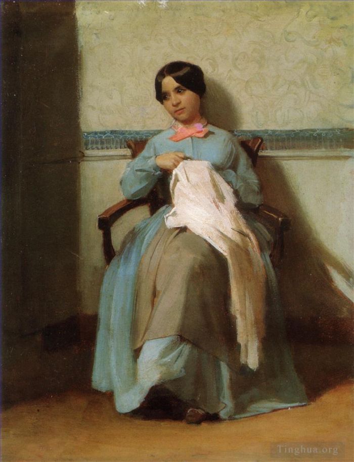 William-Adolphe Bouguereau Oil Painting - A Portrait of Leonie