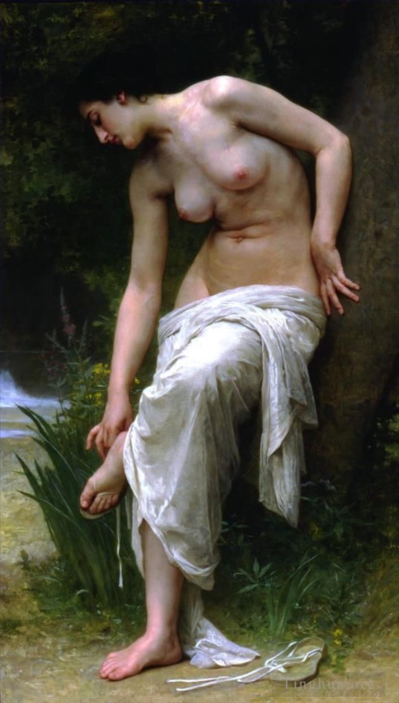 William-Adolphe Bouguereau Oil Painting - After the Bath