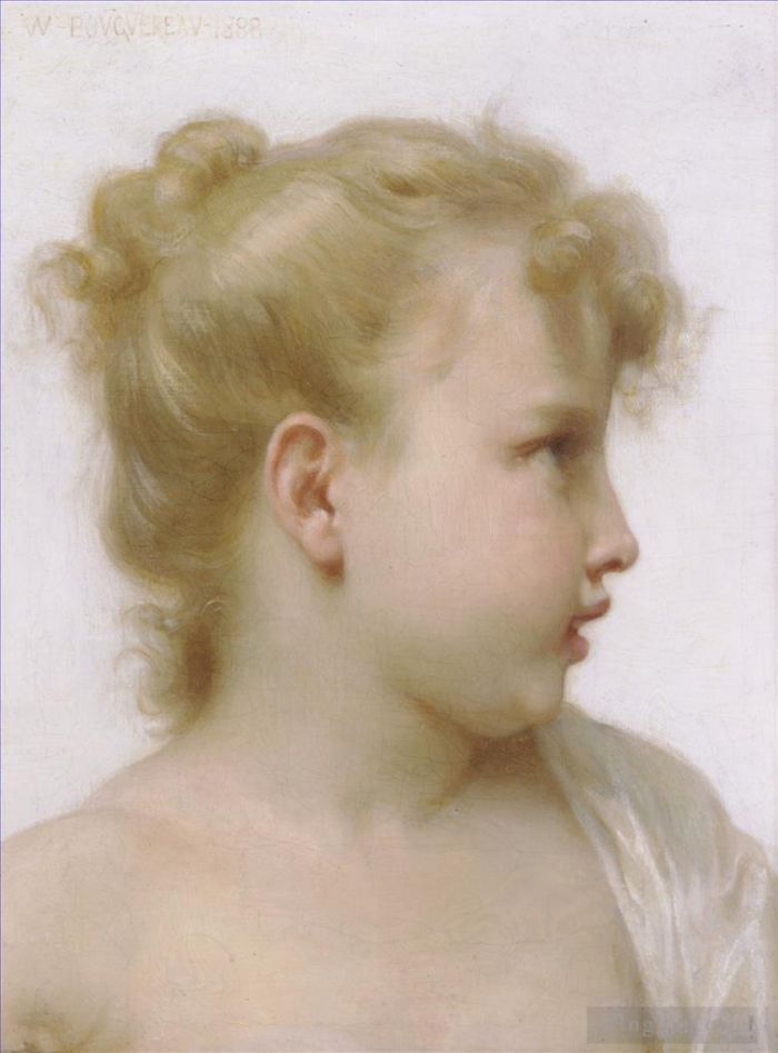William-Adolphe Bouguereau Oil Painting - Etude tete de petite fille tete de petite fille