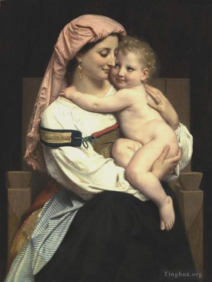 William-Adolphe Bouguereau Oil Painting - Femme de Cervara et Son Enfant 1861