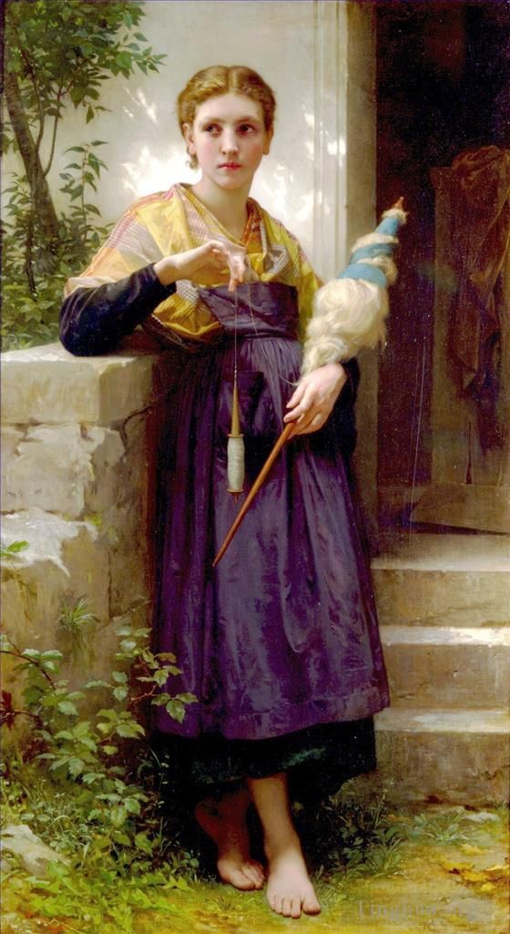 William-Adolphe Bouguereau Oil Painting - Fileuse