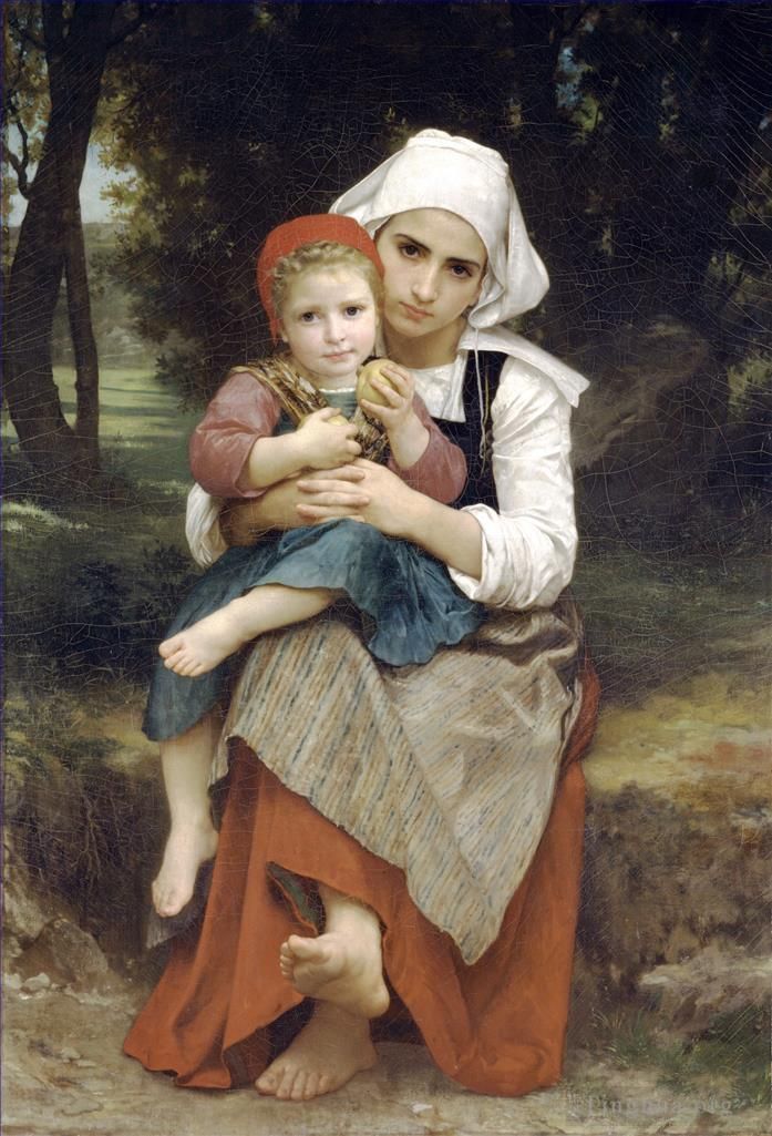 William-Adolphe Bouguereau Oil Painting - Frere et soeur bretons