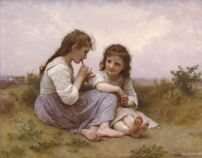 William-Adolphe Bouguereau Oil Painting - A Childhood Idyll