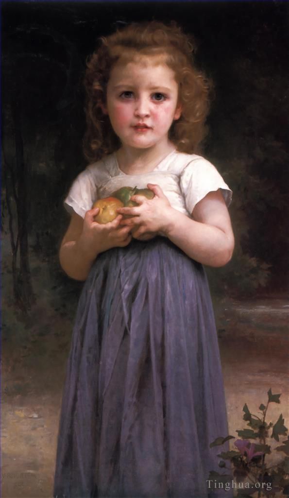 William-Adolphe Bouguereau Oil Painting - Jeune Fille et Enfant