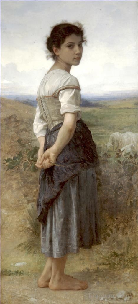 William-Adolphe Bouguereau Oil Painting - The Young Shepherdess