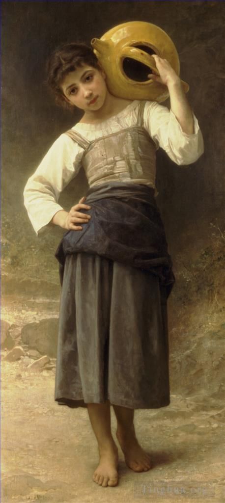 William-Adolphe Bouguereau Oil Painting - Jeune fille allant a la fontaine