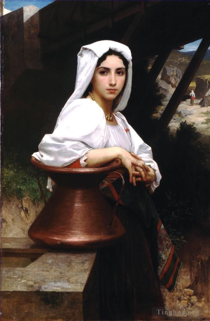 William-Adolphe Bouguereau Oil Painting - Jeune italienne puisant de leau