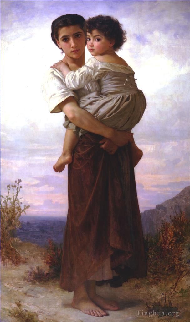 William-Adolphe Bouguereau Oil Painting - Jeunes bohemiennes