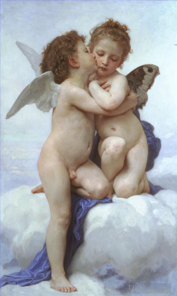 William-Adolphe Bouguereau Oil Painting - LAmour et Psyche enfants