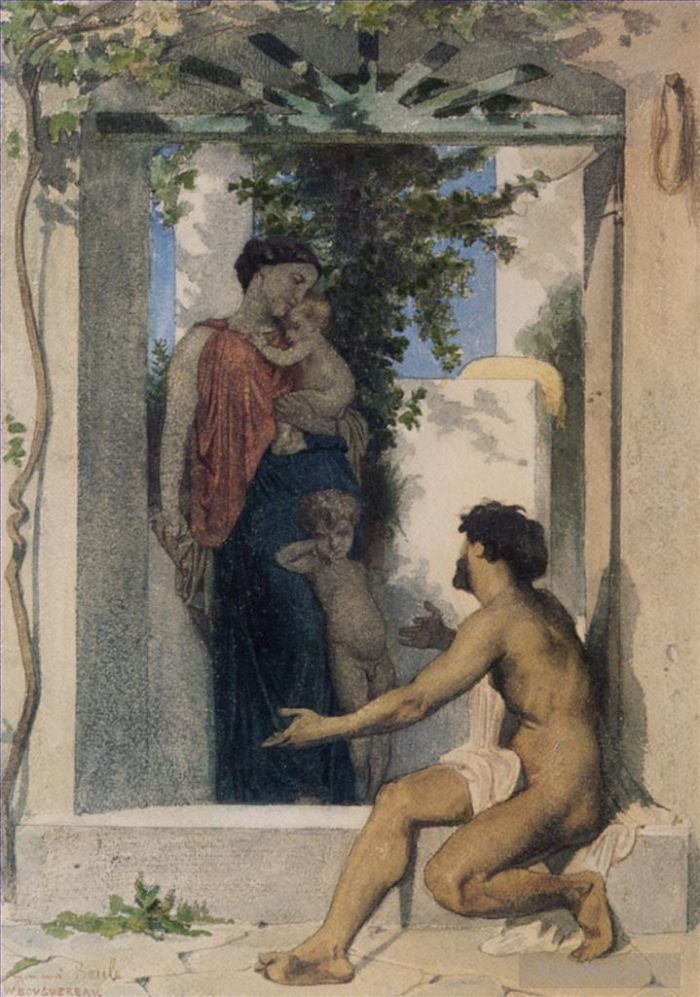 William-Adolphe Bouguereau Oil Painting - La Charite Romaine