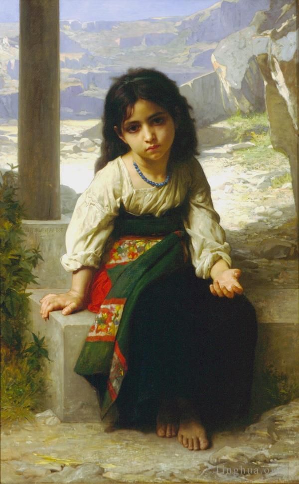 William-Adolphe Bouguereau Oil Painting - La Petite Mendiante