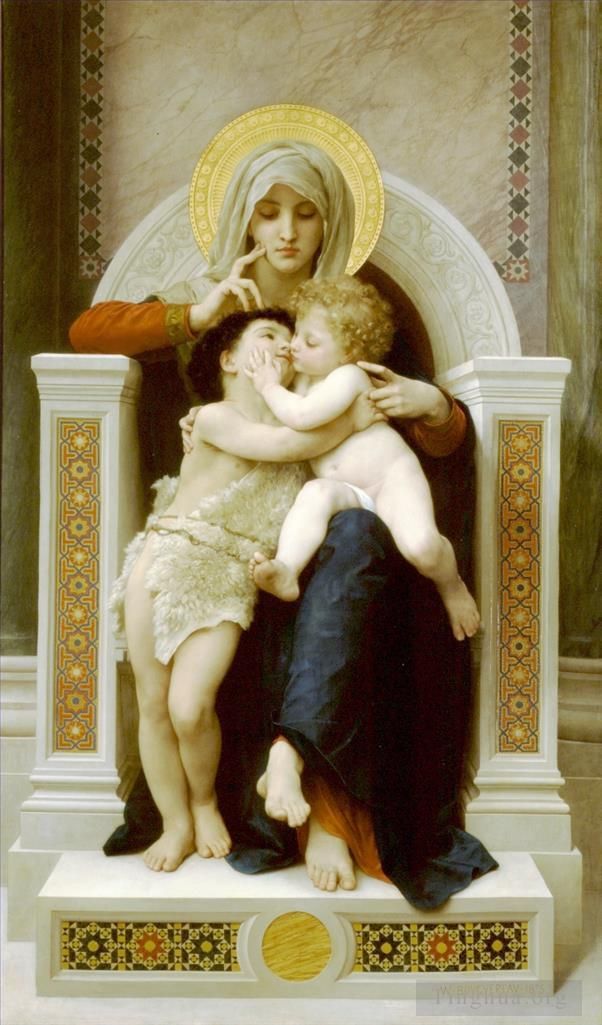 William-Adolphe Bouguereau Oil Painting - La Vierge LEnfant Jesus et Saint Jean Baptiste