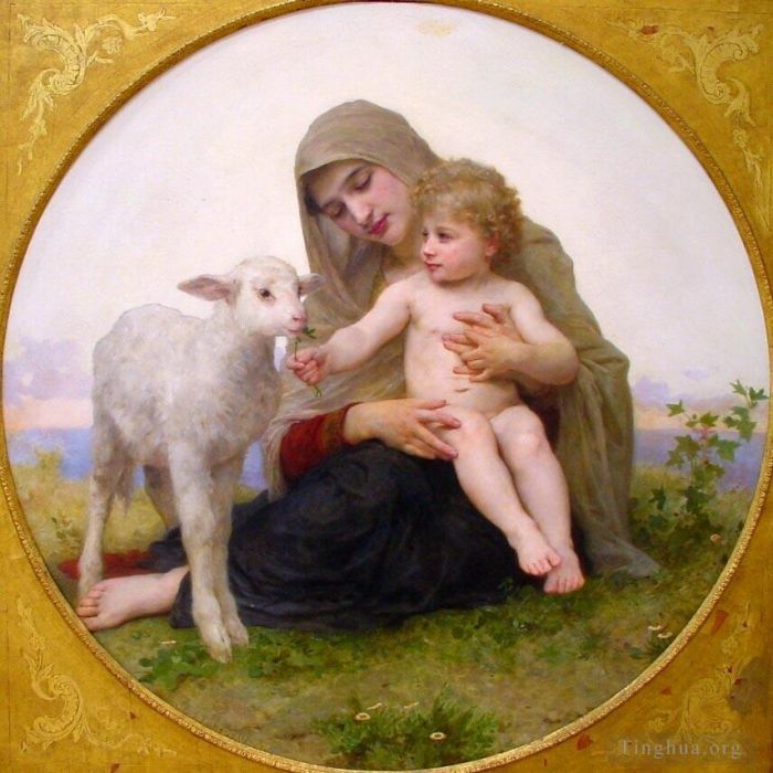 William-Adolphe Bouguereau Oil Painting - La Vierge a Lagneau