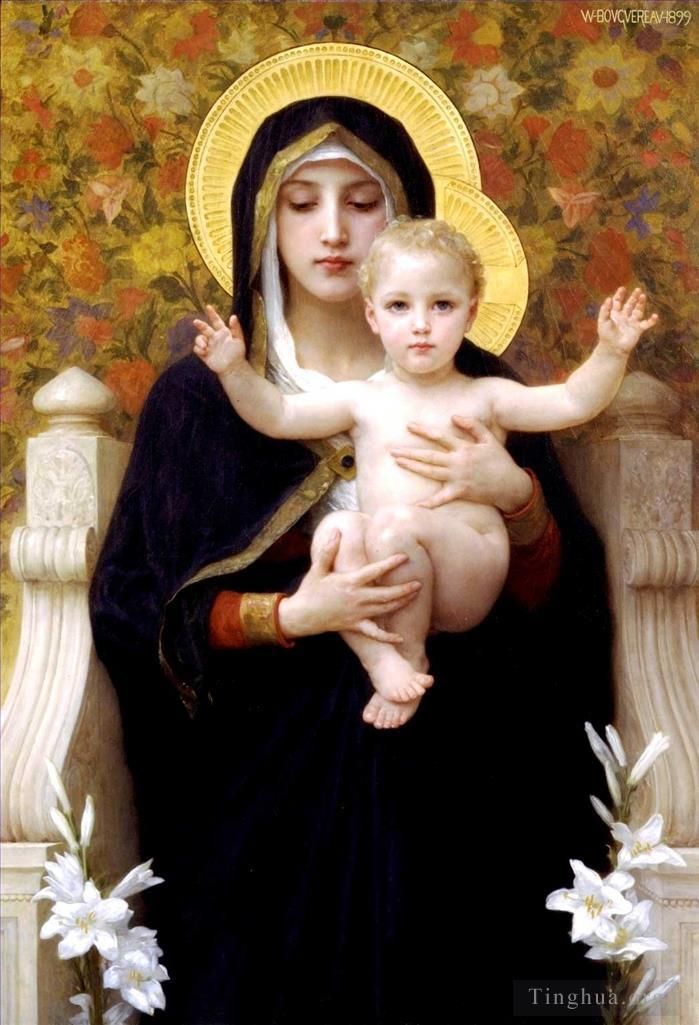 William-Adolphe Bouguereau Oil Painting - The Madonna of the Lilies