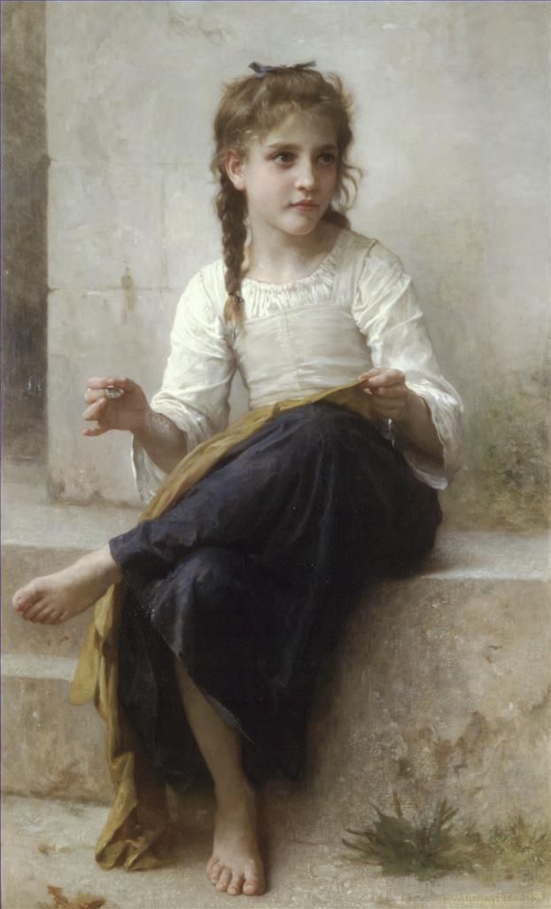 William-Adolphe Bouguereau Oil Painting - La couturiere