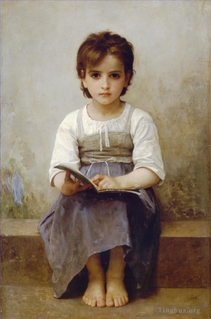 William-Adolphe Bouguereau Oil Painting - La lecon difficile