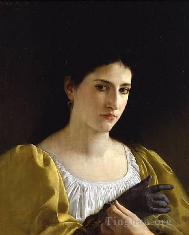 William-Adolphe Bouguereau Oil Painting - Lady with Glove 1870
