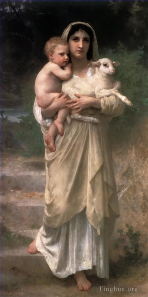 William-Adolphe Bouguereau Oil Painting - Le Jeune Bergere 1897