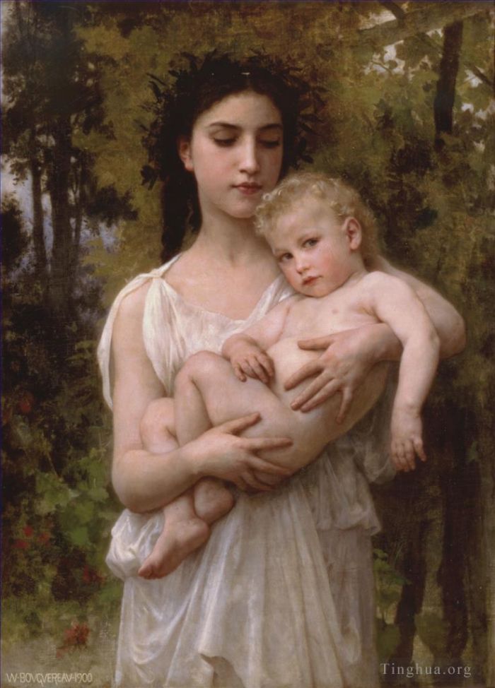 William-Adolphe Bouguereau Oil Painting - Le jeune frere 1900