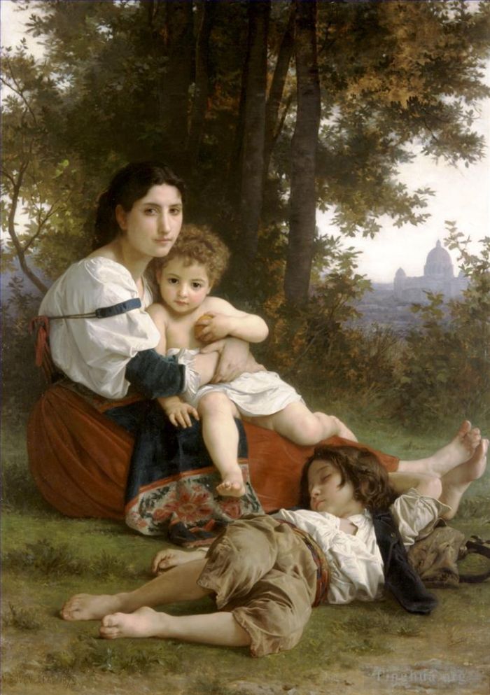 William-Adolphe Bouguereau Oil Painting - Le repos