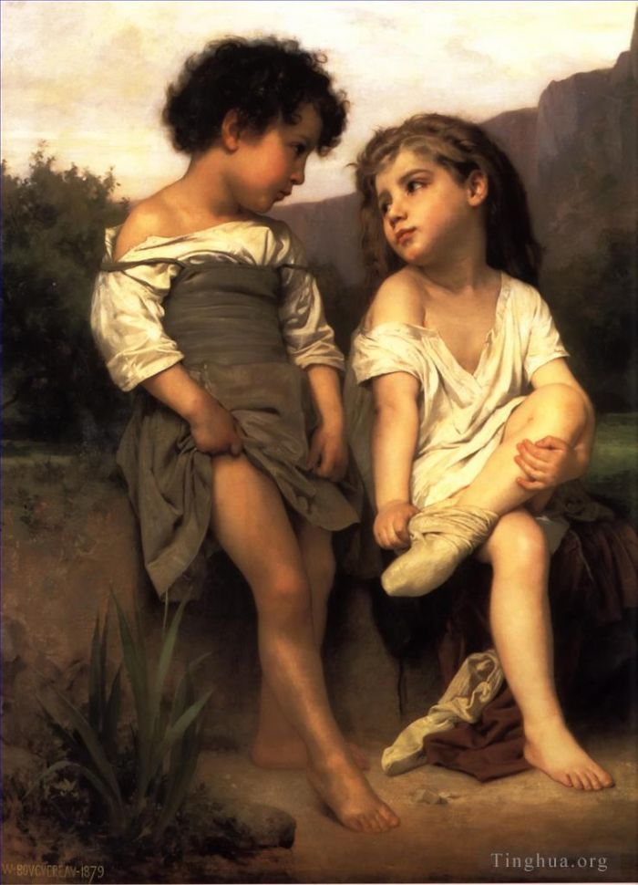 William-Adolphe Bouguereau Oil Painting - Les Jeunes Baigneuses