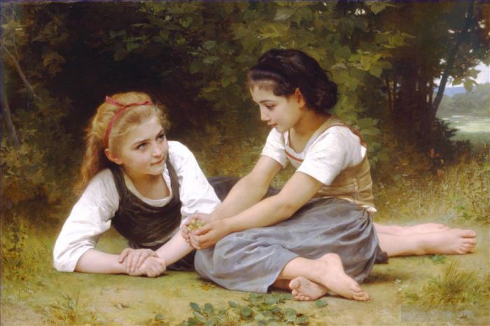 William-Adolphe Bouguereau Oil Painting - The Nut Gatherers