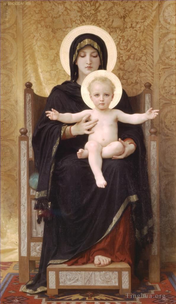 William-Adolphe Bouguereau Oil Painting - Madone assise