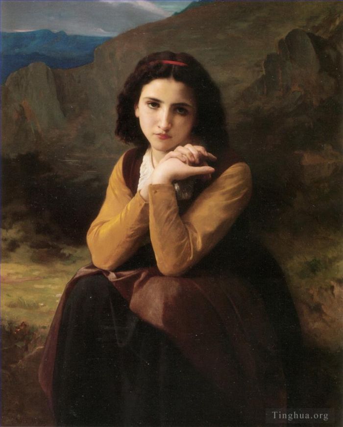 William-Adolphe Bouguereau Oil Painting - Mignon Pensive