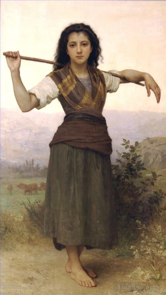 William-Adolphe Bouguereau Oil Painting - The Shepherdess