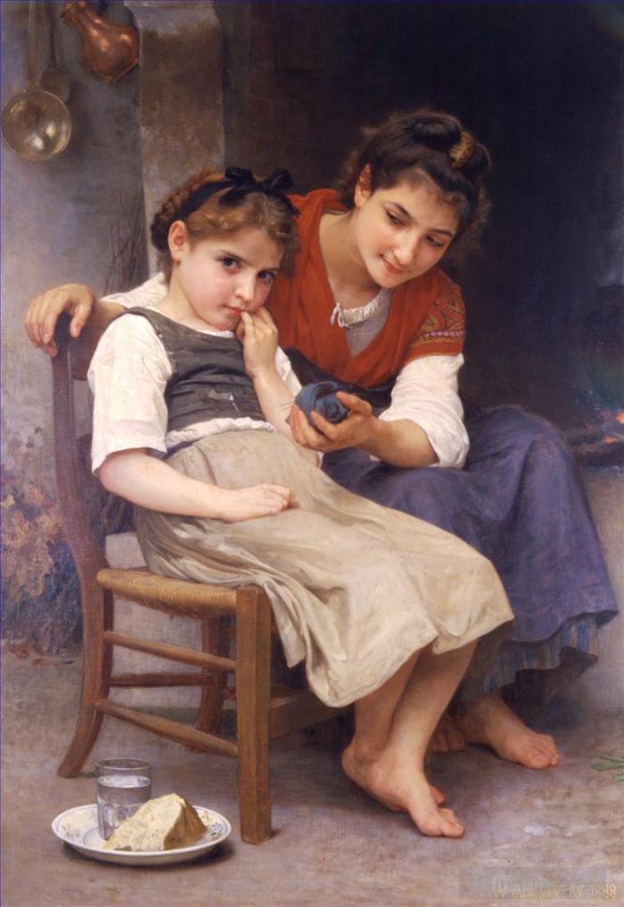William-Adolphe Bouguereau Oil Painting - Petite boudeuse