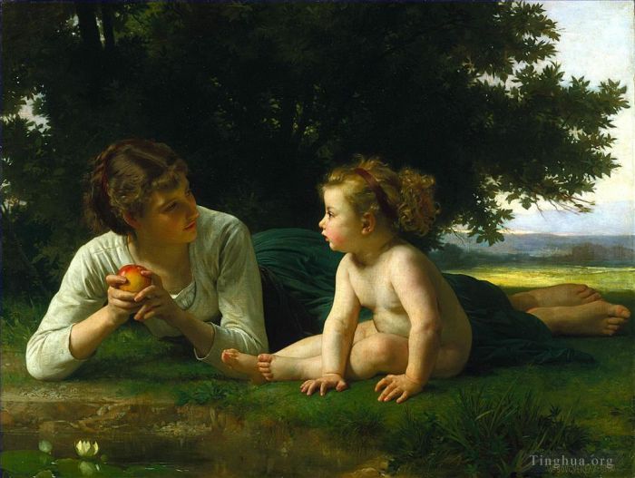 William-Adolphe Bouguereau Oil Painting - Temptation 1880