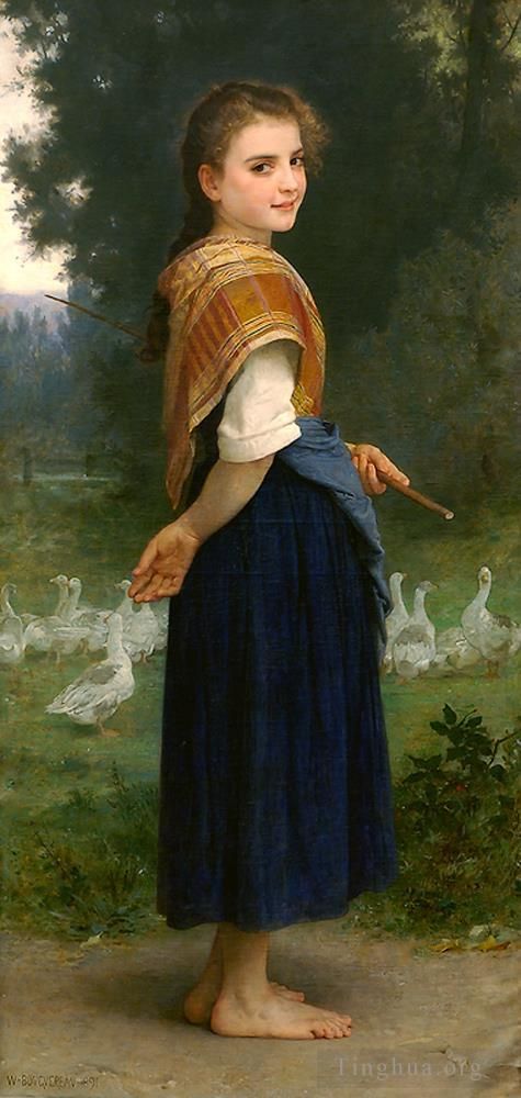 William-Adolphe Bouguereau Oil Painting - The Goose Girl 1891