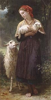 William-Adolphe Bouguereau Oil Painting - The Shepherdess 1873