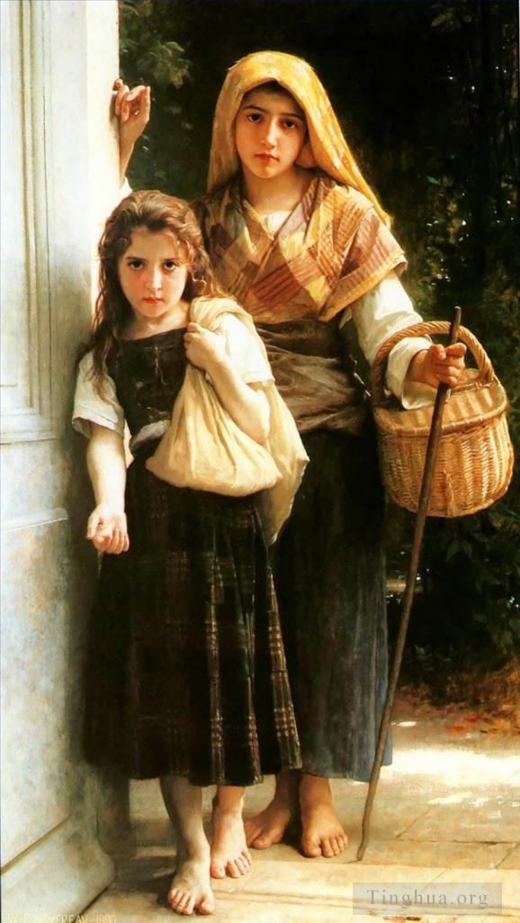 William-Adolphe Bouguereau Oil Painting - Little beggars