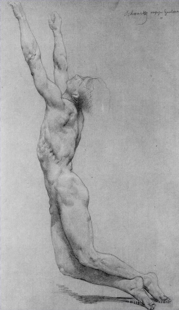 William-Adolphe Bouguereau Various Paintings - Flagellation of Christ study in pencil