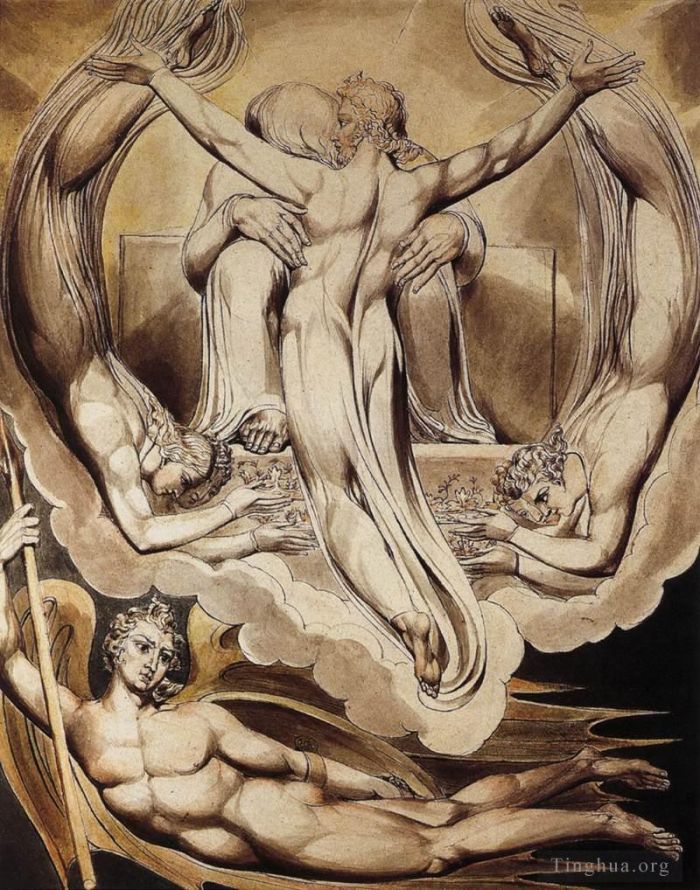 William Blake Various Paintings - Christ As The Redeemer Of Man