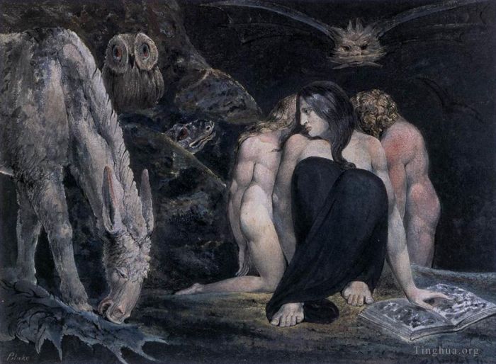 William Blake Various Paintings - Hecate Or The Three Fates