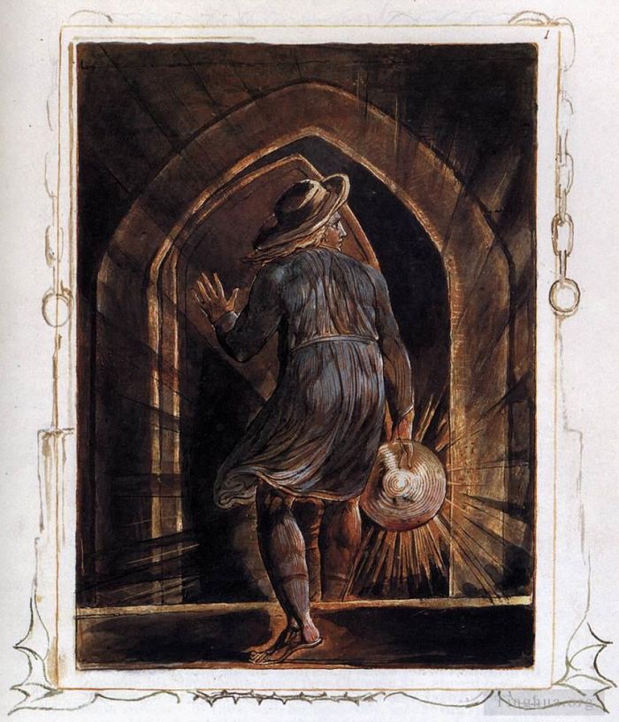 William Blake Various Paintings - Los Entering The Grave