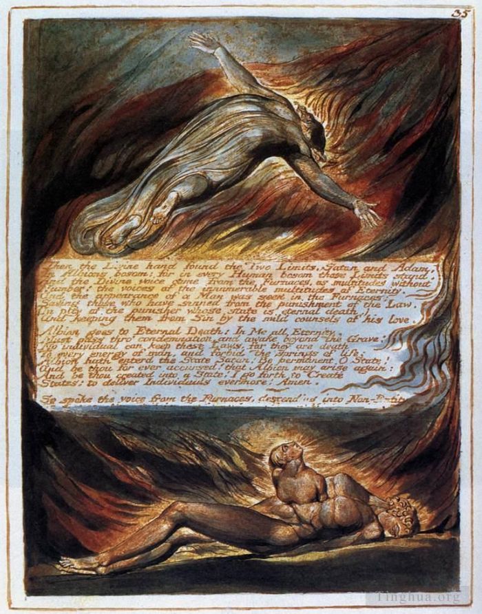 William Blake Various Paintings - The Descent Of Christ