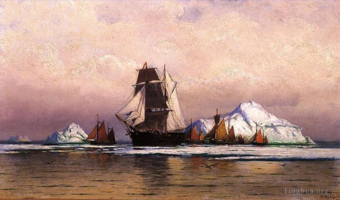 William Bradford Oil Painting - Fishing Fleet off Labrador2